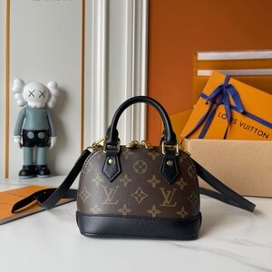 Louis Vuitton Brown & Black Mini Alma Satchel - Monogram Canvas